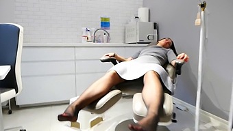 A Sexually Aroused Beautician Gives Her Client A Foot Massage
